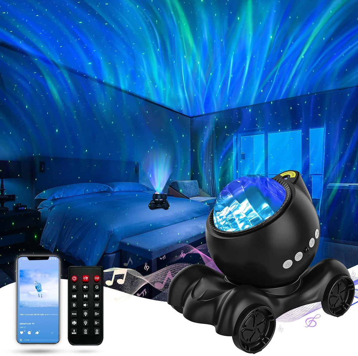 ENOKIK Galaxy Projector Night Light, Star Bluetooth Speaker, Solid Black