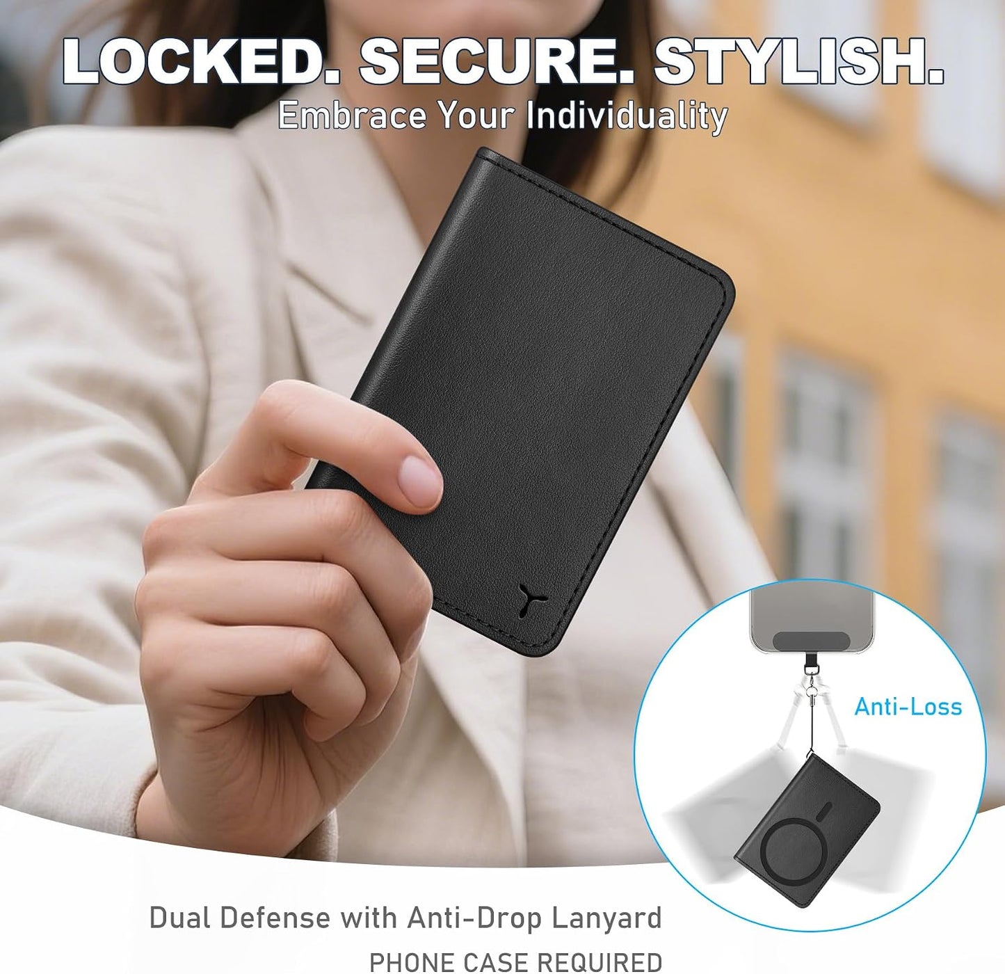 TUCCH for Magsafe Wallet with 6 Card Holders, RFID Blocking, Black | for iPhone 17/17e/16/15/14/13/12 Pro/Pro Max/Plus, Clear ID Window, Folio Magnetic Phone Wallet, PU Leather