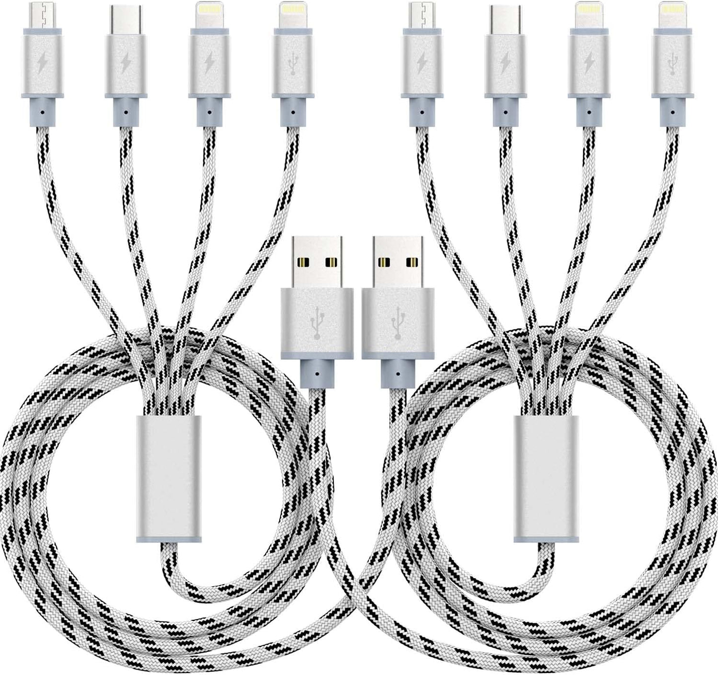 USB A/C Multi Charger Cable, 4 in 1 Charging Cords for Multiple Devices 10ft | 4 in 1 USB Phone Charger Cord 3A Extra Long Multiple Cable with USB C, Micro USB Universal Charging Cord for Cell Phones more