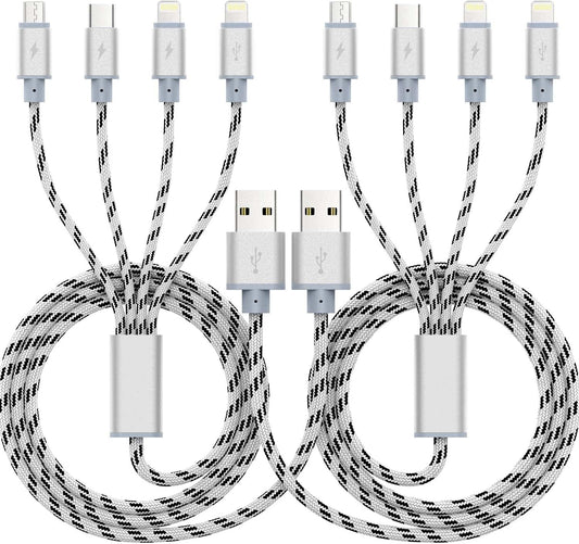 USB A/C Multi Charger Cable, 4 in 1 Charging Cords for Multiple Devices 10ft | 4 in 1 USB Phone Charger Cord 3A Extra Long Multiple Cable with USB C, Micro USB Universal Charging Cord for Cell Phones more