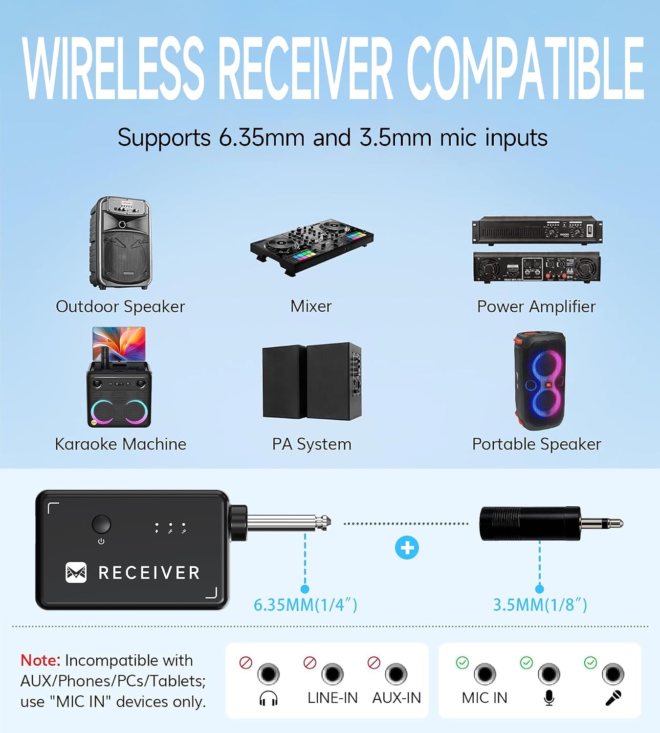 Wireless Microphones, Microphone with One-to-One Chip Connection and LED Lights, 40H Duration, 200FT Range Receiving, Volume Control Karaoke Microphone for Singing, Speech, Home Party, YouTube/TikTok