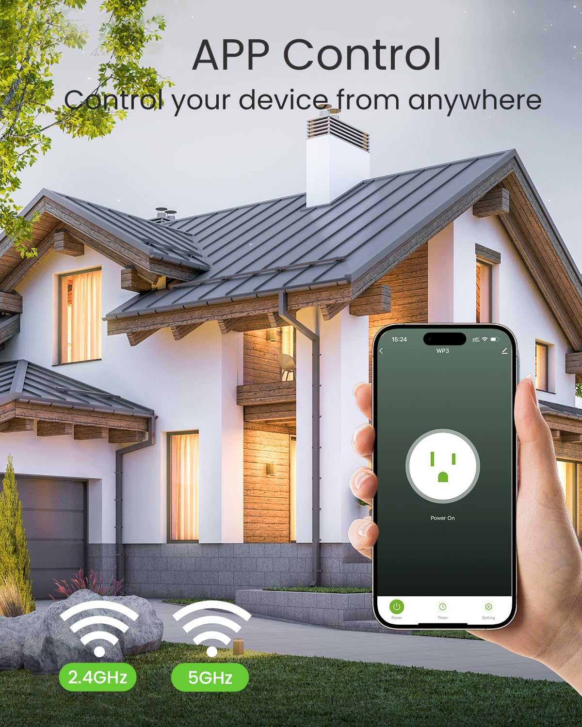 GHome Smart 5G 15A WiFi Smart Plug Compatible with Alexa and Google Home, Outlet Timer Smart Home WiFi Outlet Timer with Remote Control, 5GHz and 2.4GHz Wi-Fi Sockets, ETL FCC Listed, White, 4 Pack
