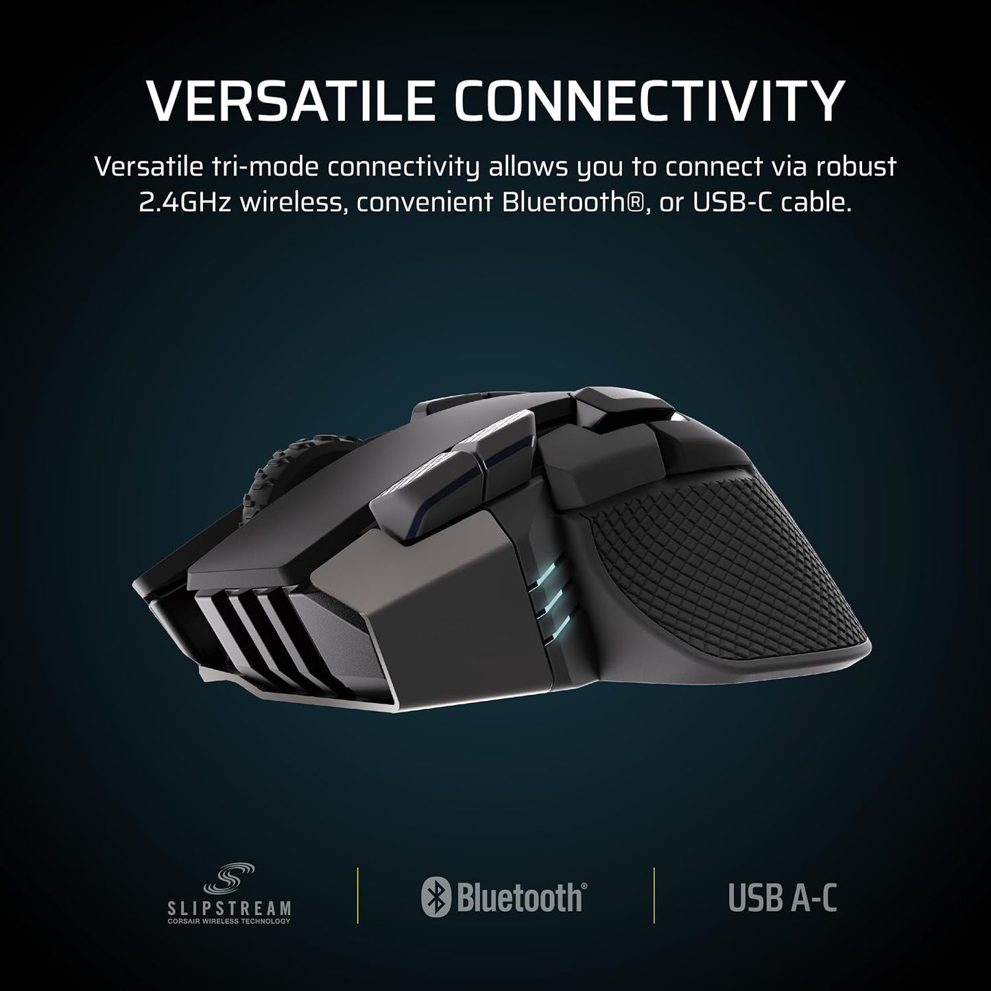 Corsair IRONCLAW Wireless SE Gaming Mouse – 26,000 DPI, Ergonomic Design for Larger Hands, 10 Programmable Buttons, for MOBA, FPS, MMO – Black