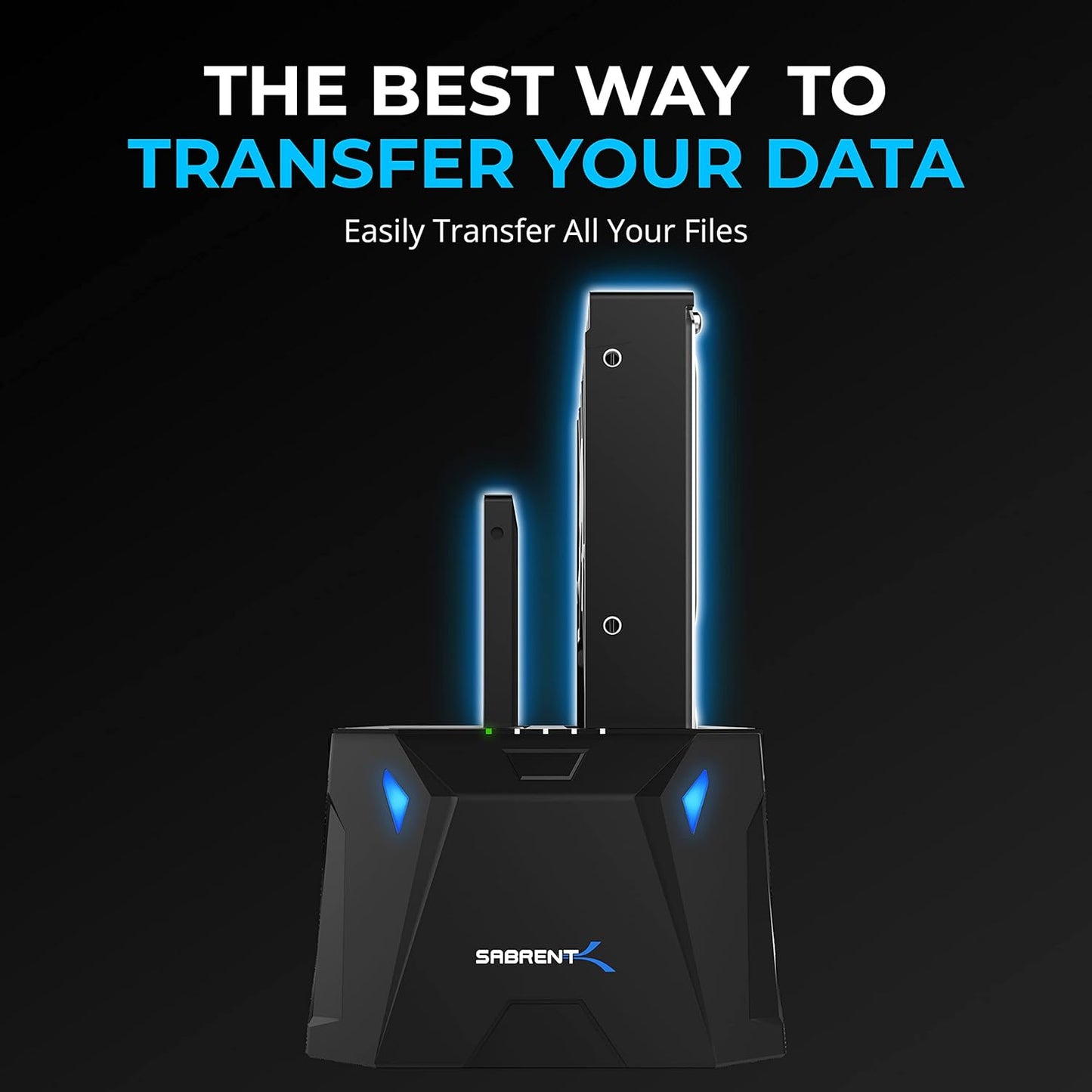 SABRENT USB 3.0 Dual Bay Hard Drive Docking Station & Cloner (EC-HD2B) | 2.5"/3.5" HDD/SSD; offline duplicator/cloner; 20TB+ support; UASP; SATA I/II/III; hard drive reader; hard drive dock
