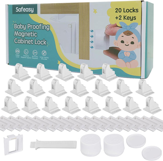 Baby Proofing Magnetic Cabinet Locks (20 Locks and 2 Keys)