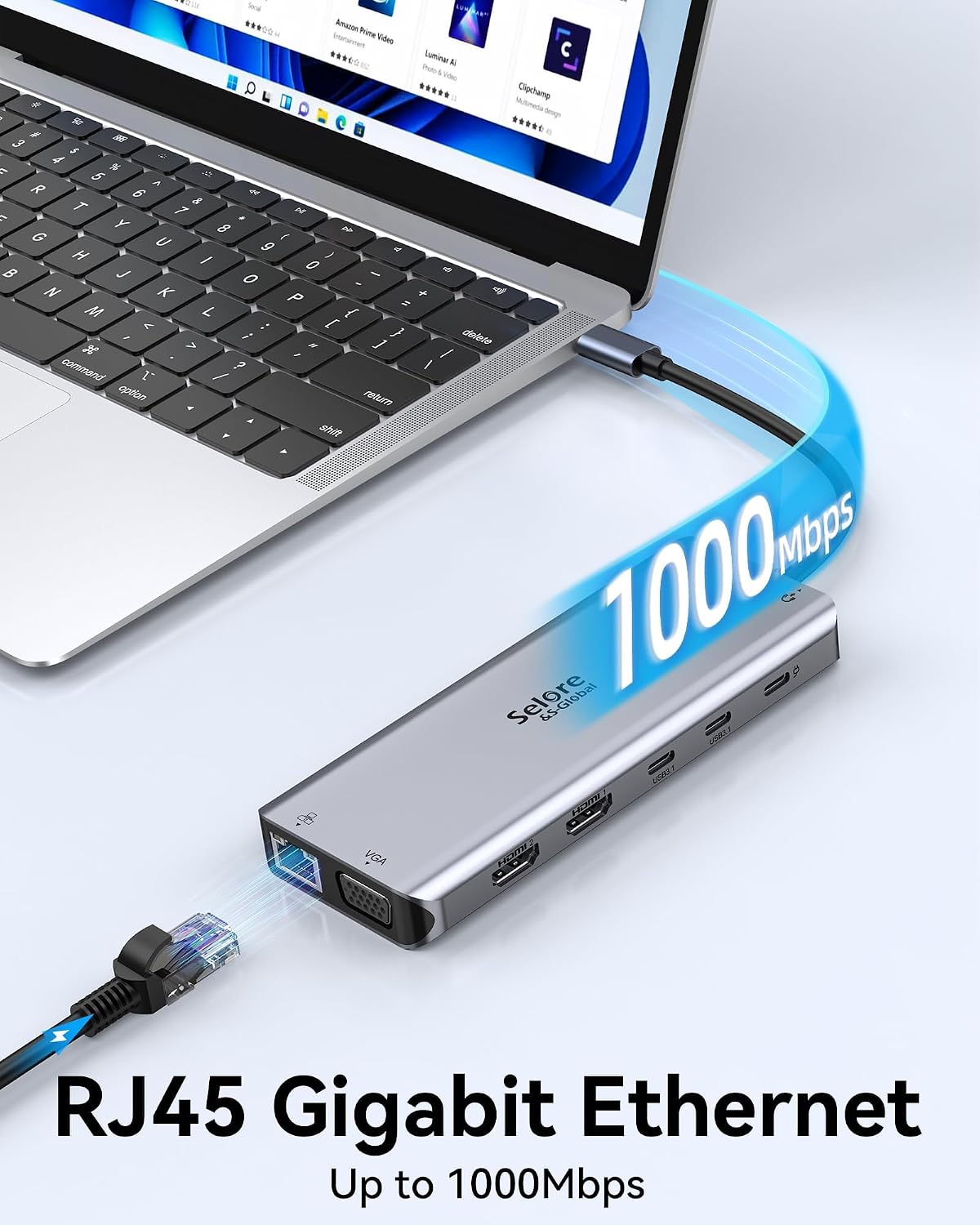 Selore USB C Docking Station Dual Monitor, 14-in-1 Laptop Docking Station
