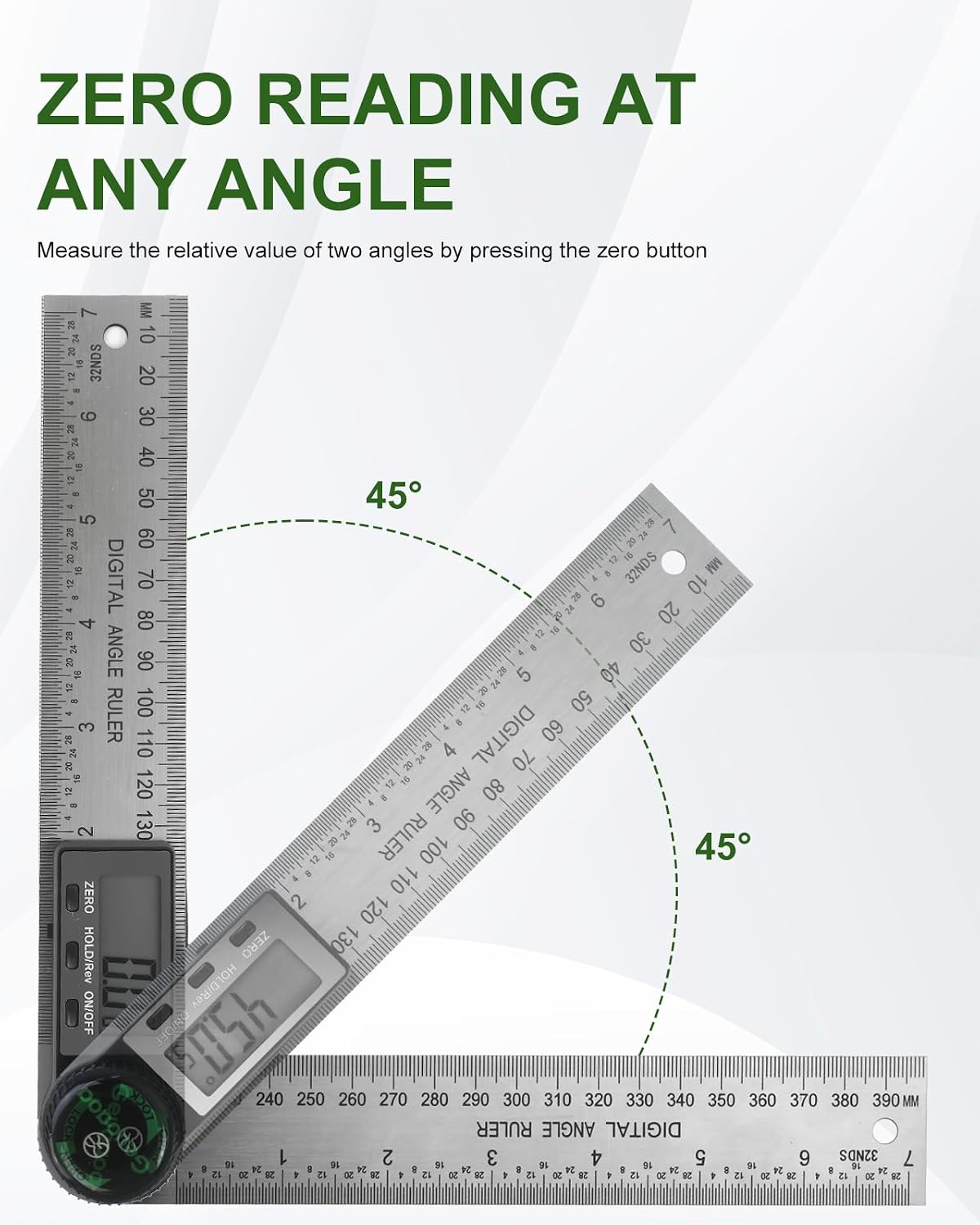 Digital Angle Finder Tool Stainless Steel, 2 Batteries Protractor | 7inch/200mm Angle Gauge Woodworking Tool for Carpenter Construction Diy Measuring
