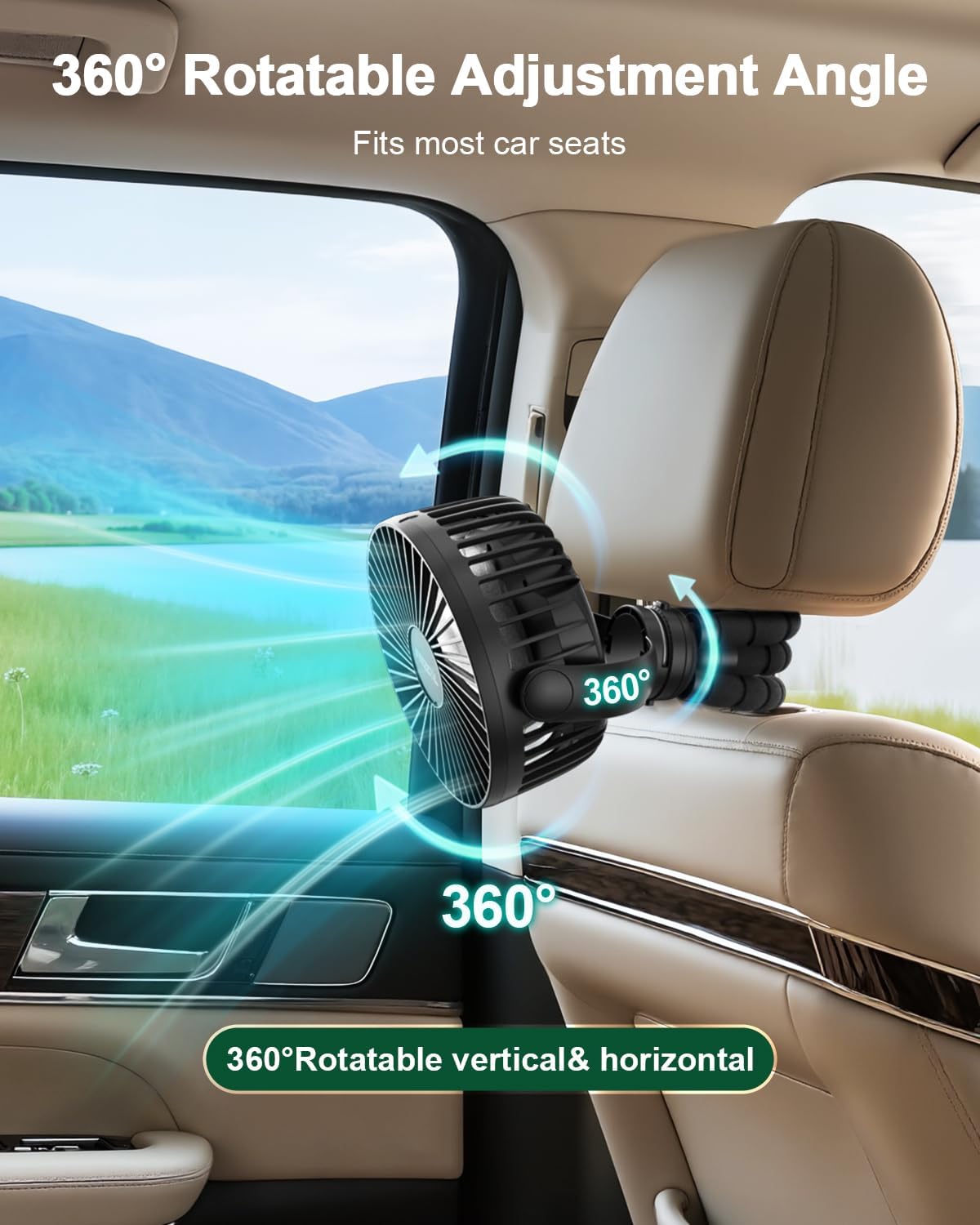 FRIZCOL Portable Stroller Fan, Use As Power Bank, 65H 12000mAh Battery Operated Fan Flexible Tripod Baby Car Seat Fans with Timming, Personal Mini Handheld/Desk/Small Clip On Fans For Stroller