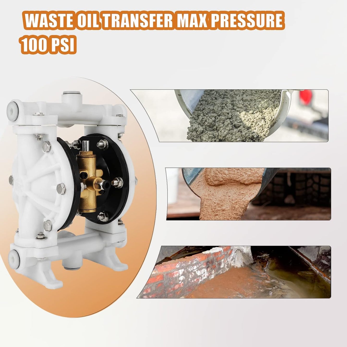 Air Operated Double Diaphragm Pump QBK-15 1/2 Inch Chemical Transfer | Durable plastic and stainless steel body with PTFE nitrile diaphragms for reliable chemical and waste fluid transfer