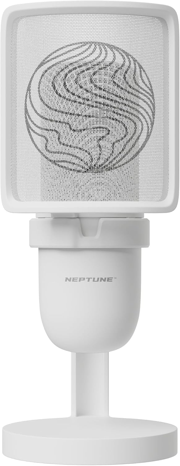Neptune Sonus Gaming Microphone | Streaming Mic With Pop Filter for Vocal Clarity | Desktop Mic for Streaming, Gaming, Recording, & Podcast | PC Microphone With Type-C to USB Cable (White)