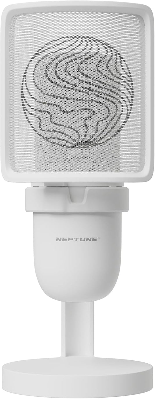 Neptune Sonus Gaming Microphone | Streaming Mic With Pop Filter for Vocal Clarity | Desktop Mic for Streaming, Gaming, Recording, & Podcast | PC Microphone With Type-C to USB Cable (White)
