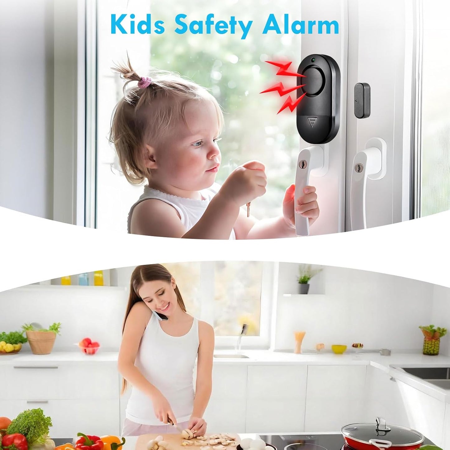 Door Window Alarm, Toeeson 120DB Pool Alarms for Kids Safety, Window Alarms for Home Security(6 Pack)