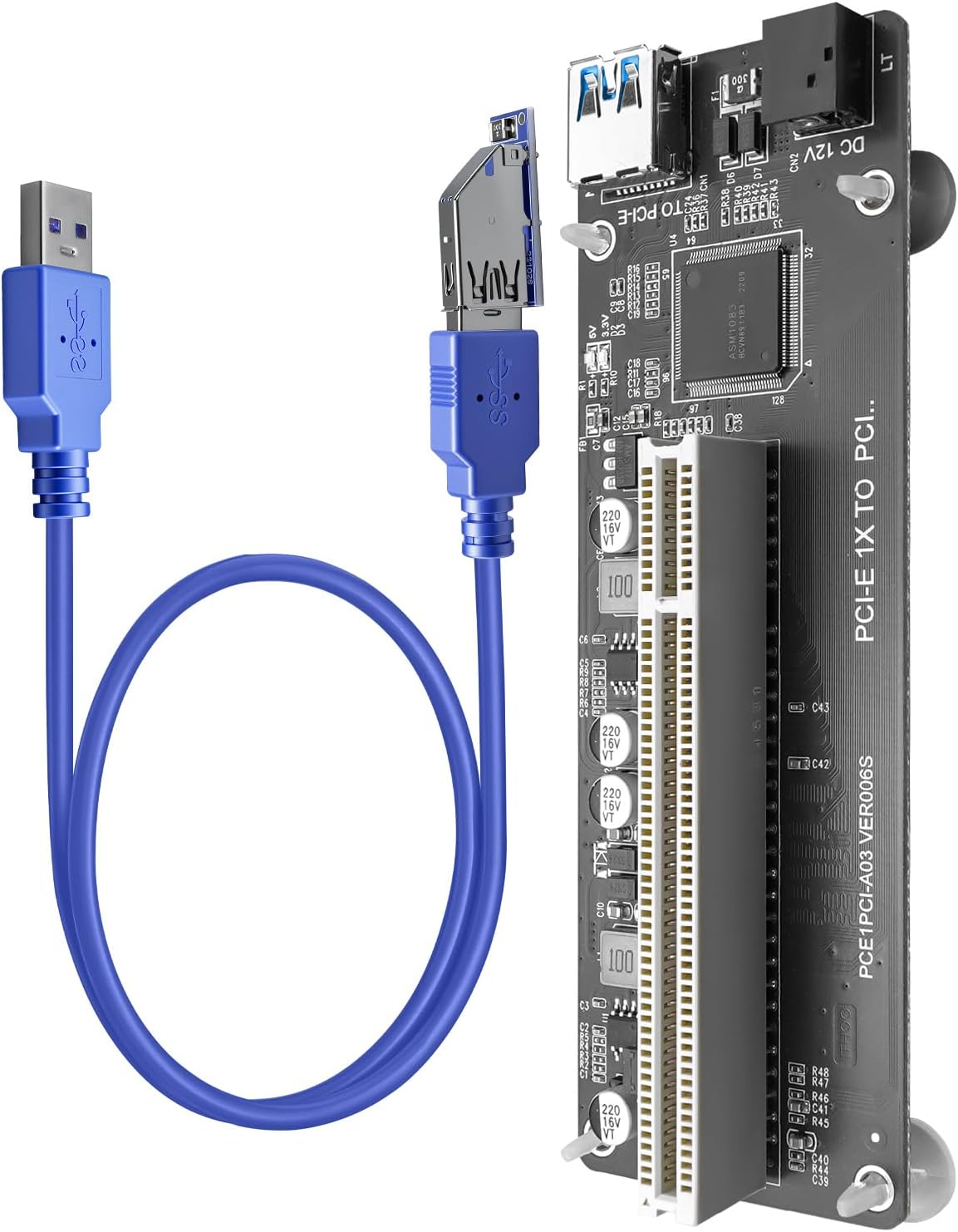 PCIe to PCI Adapter for Audio Interfaces Video Capture Industrial Devices | PCI Expansion Converter, Legacy PCI Cards with USB 3.0 Cable