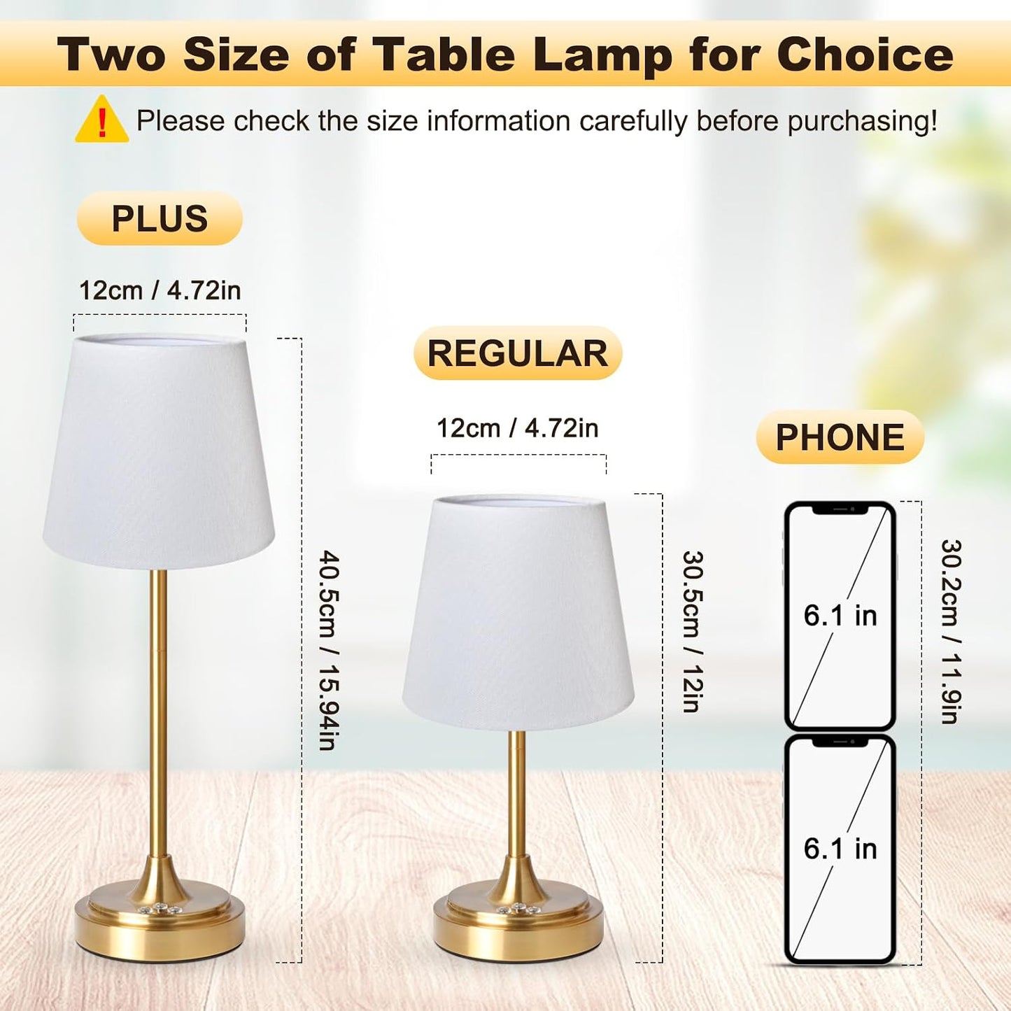 Wowag Small Cordless Table Lamp Rechargeable,5000mAh Battery Operated Desk Lamp,3 Colors & 7 RGB Stepless Dimmable,Touch Ambient Light for Bedside,Bedroom,Dining Room,Living Room,Gold,WhiteShade