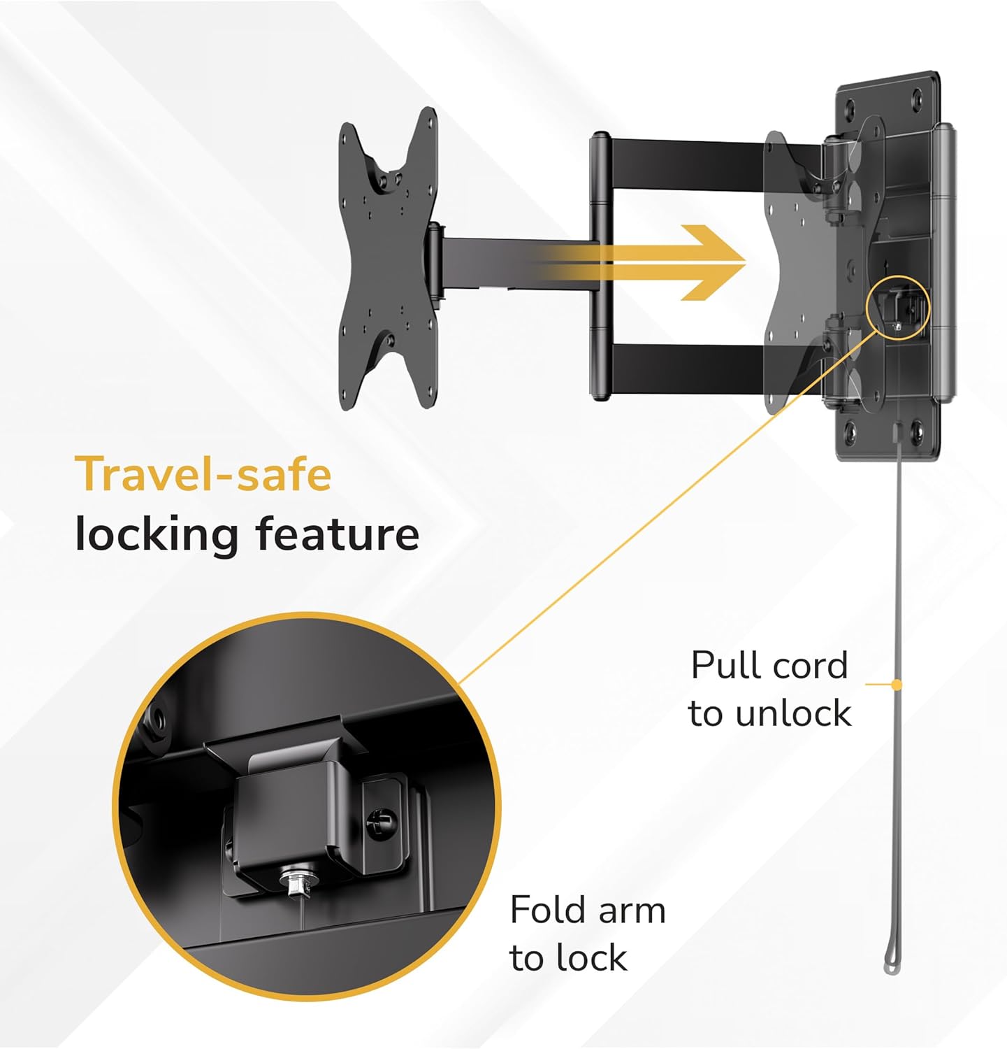 Mount-It! Lockable RV TV Mount for 23-43 Inch TVs, Full Motion Swivel Tilt Wall Mount for Camper, Travel Trailer, Motorhome, Truck & Boat, Quick Release Locking Arm, VESA 75x75-200x200mm, 77 lb