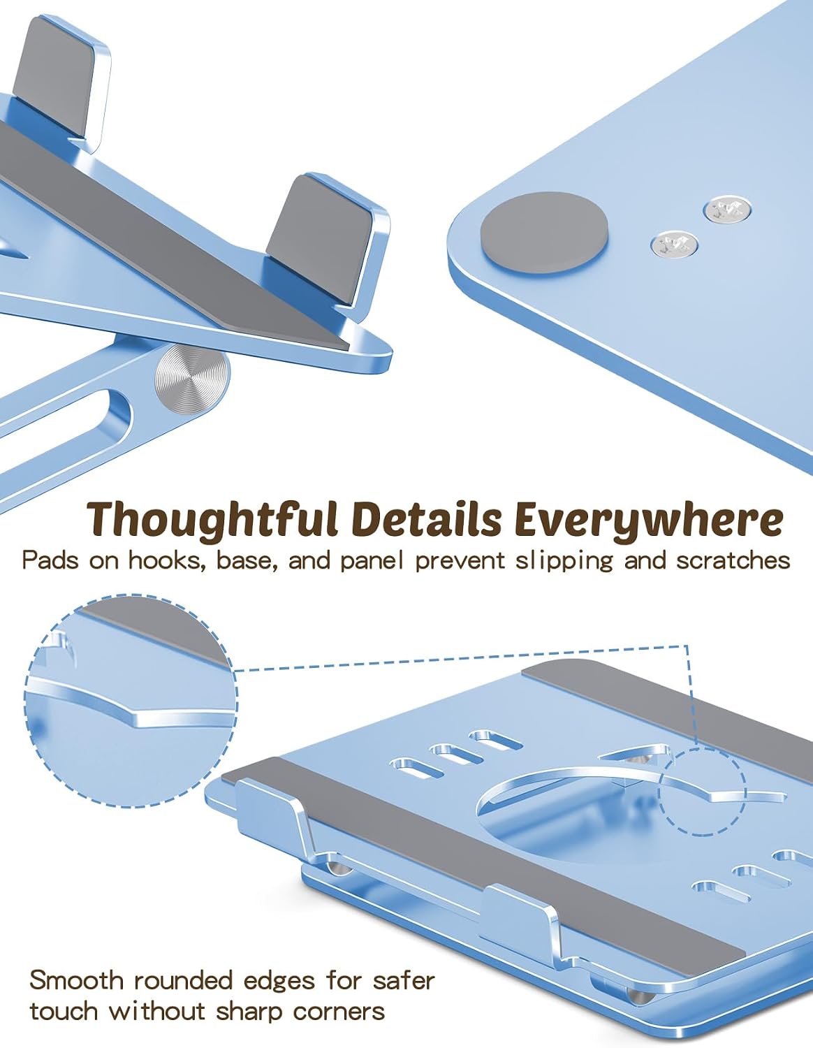 Aoviho Laptop Stand for Desk – Adjustable Aluminum Laptop Riser with Unique Cat-Shaped Cooling Vent, Portable Desk Gift & Decor, Compatible with MacBook Air Pro, Dell, HP, Lenovo (10"-17.3"), Sky Blue