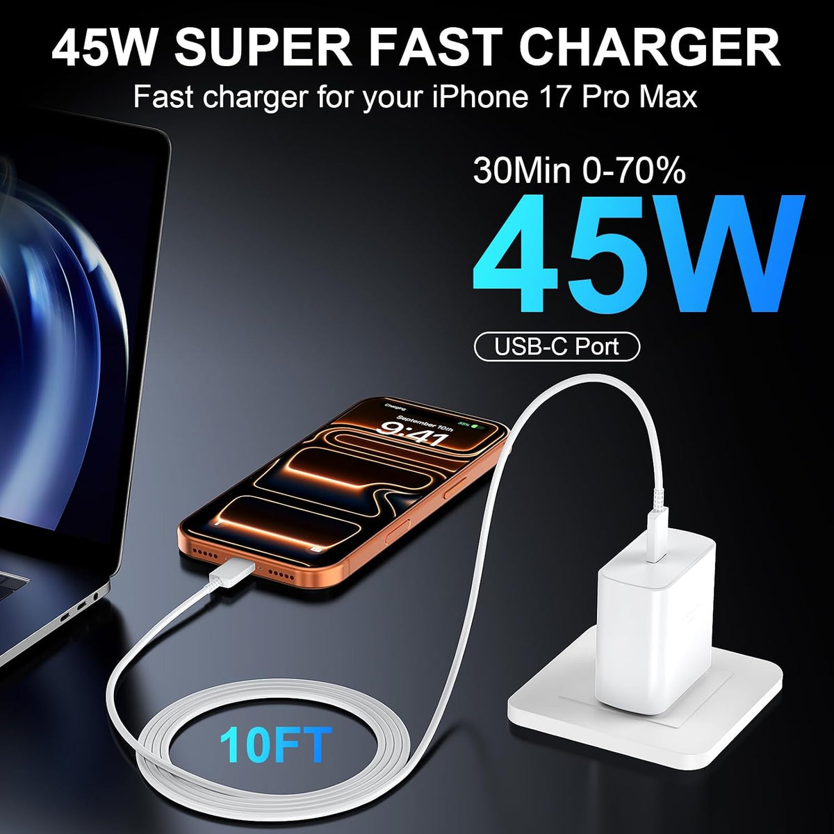 iPhone 18 17 Pro Max Charger Fast Charging 45W USBC iPhone Duo Fast Charger