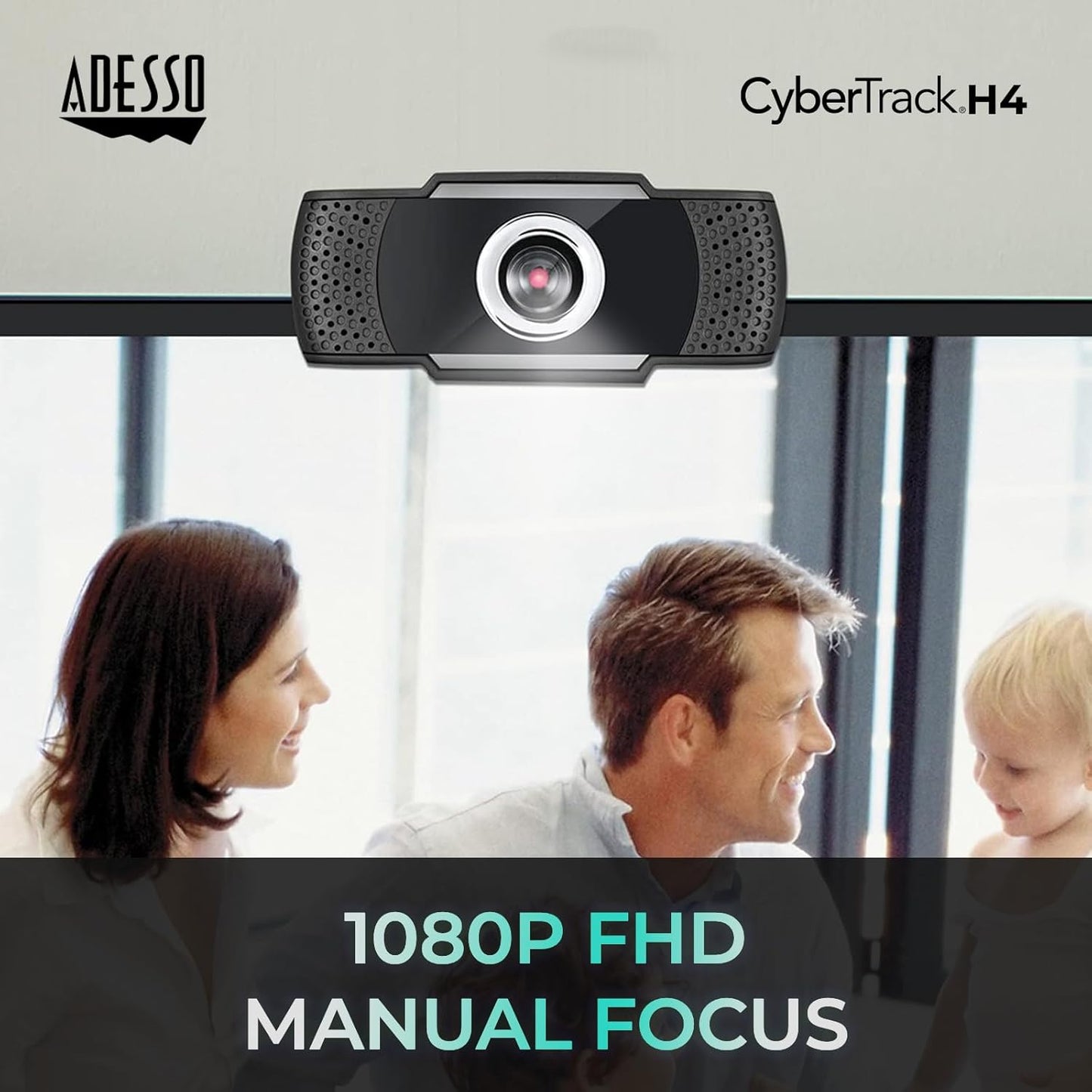 CyberTrack H4 Webcam 1080P HD USB, Black | Built-in Microphone, Zoom Certified