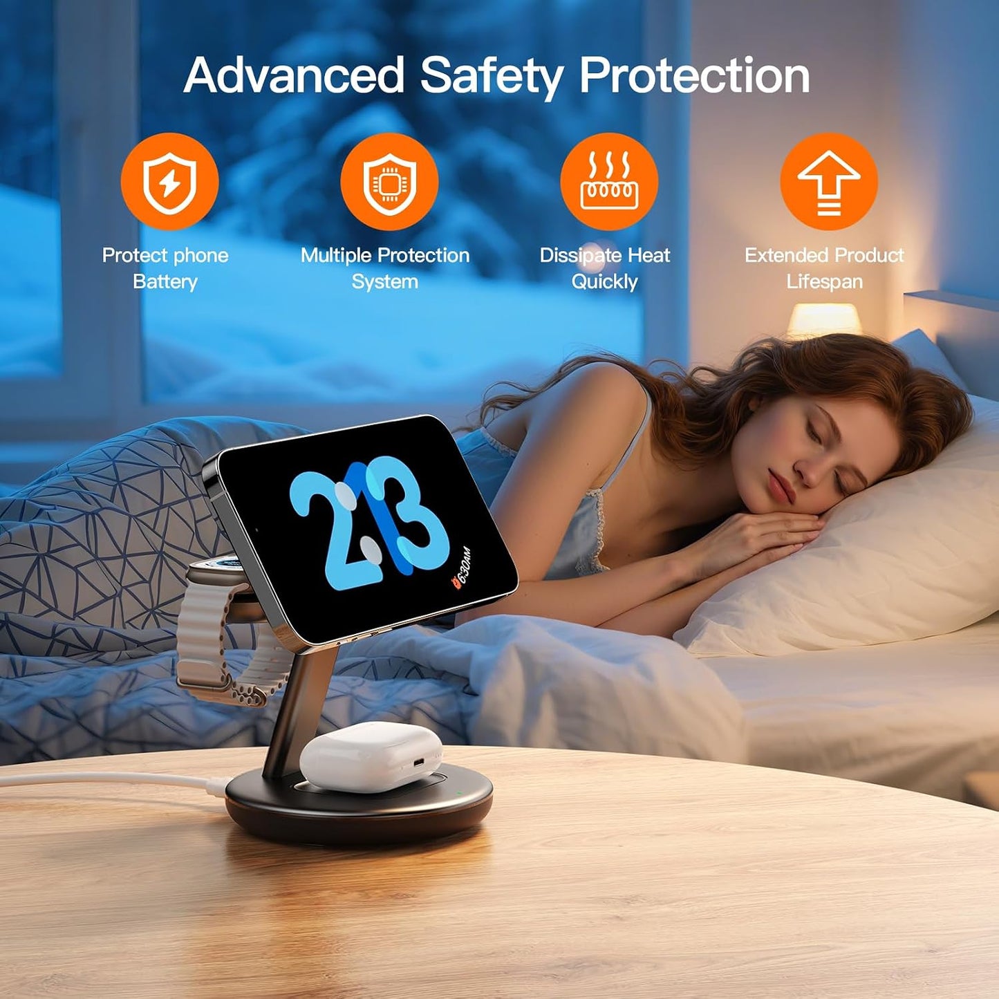 3 in 1 Magnetic Wireless Charger Stand for iPhone Apple Watch AirPods | for Apple Watch 5W Fast Charger,15W Magnetic Charging Station for iPhone 17 16 15 14 13 12 Series Wireless Charging Station