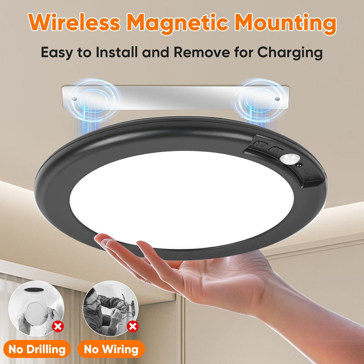 Rechargeable Motion Sensor Ceiling Light, Battery Operated Closet Light
