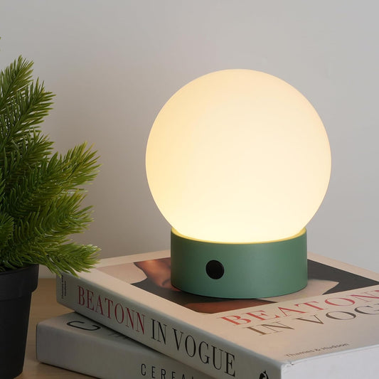 WEILAILUX Small Shower Lamp Waterproof, Cordless Globe Table Lamp (Green)