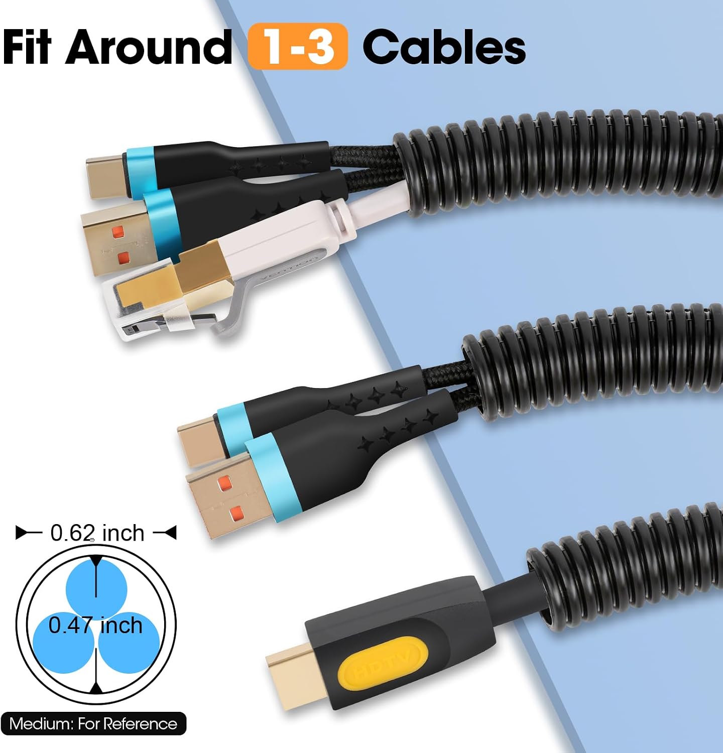 120 FT Wire Loom 1/2 Inch, Split Wire Loom Tubing Wire Conduit, Wire Protector Tubing – Black