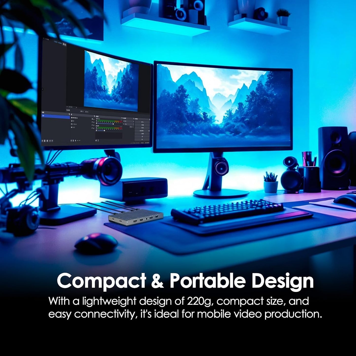CT-4 4K Video Capture Card - 4 HDMI Inputs, UVC Plug-and-Play, Simultaneous 4-Channel Capture, 10Gbps USB 3.2, Pro Audio Input, 100W PD Charging, for Streaming, Gaming, Video Production