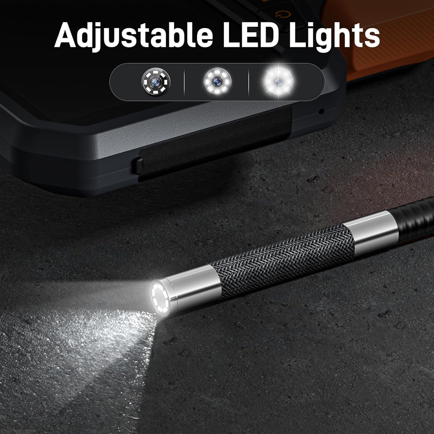 Teslong Articulating Borescope for Mechanic Automotive HVAC Wall Inspection | 2.0MP HD Endoscope, 8 LED Lights, Two-Way 210°, 4.5" IPS Screen, 32GB, IP67 Waterproof, Semi-Rigid Gooseneck, Carrying Case