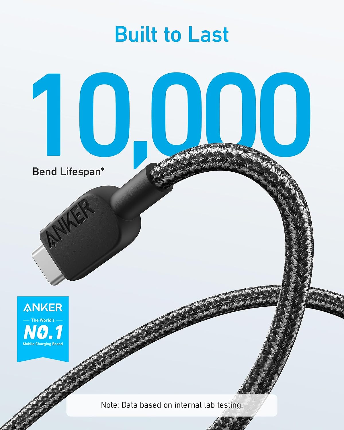 Anker USB A to USB C Cable, Charger Cord (2-Pack, 10 ft, Black) | For iPhone 17 Series, Samsung Galaxy Note10 / S10+ / S10, LG V30, and More