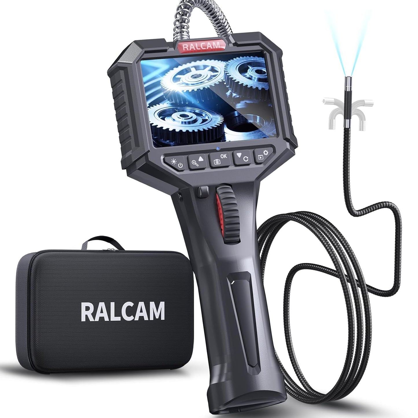 Two-Way Articulating Borescope with Light, Slim Probe | HD Endoscope Camera with Light 0.24in/6.2mm Inspection Endoscope Camera 3.3 FT Semi-Rigid for Automotive Aircraft Mechanics