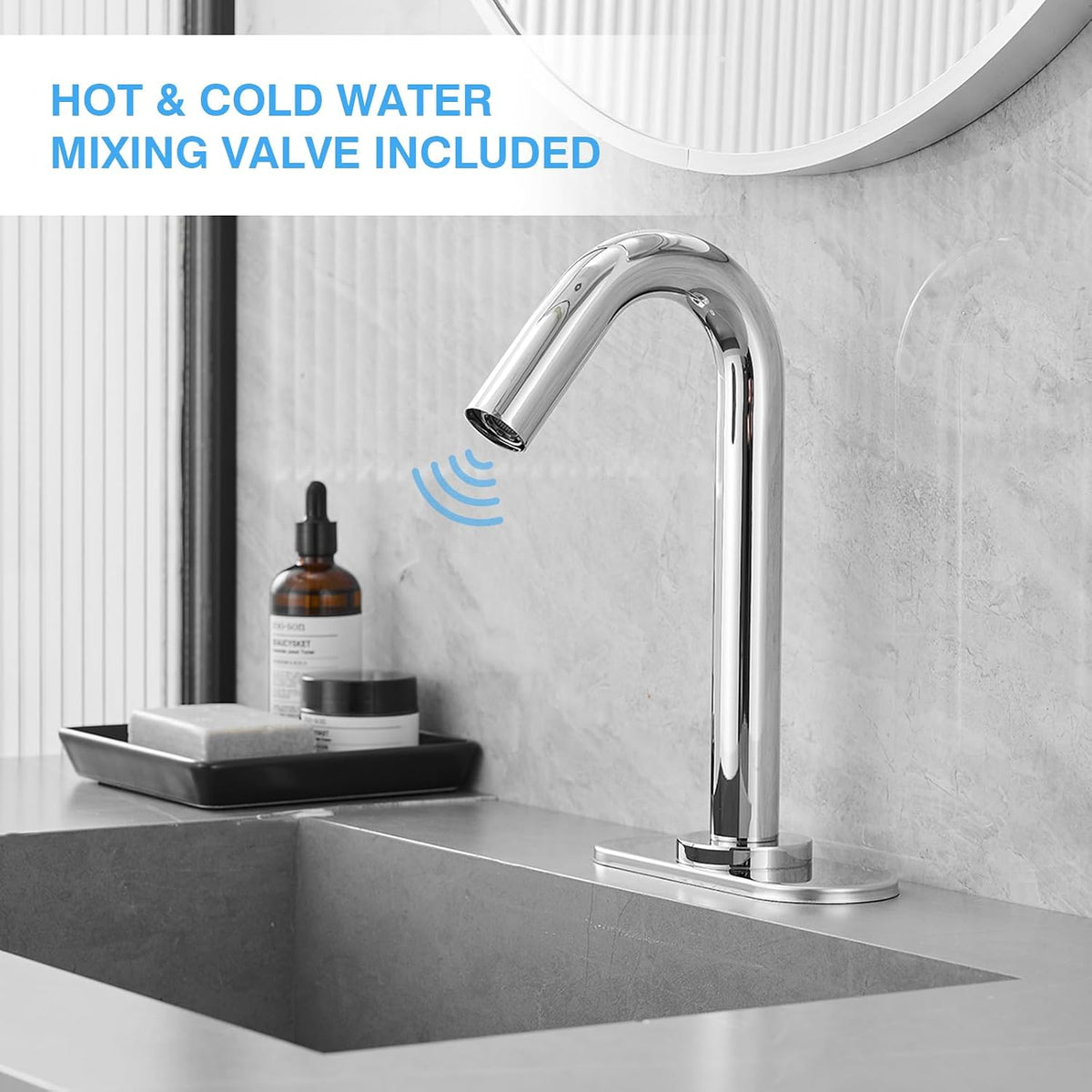 BWE Touchless Bathroom Sink Faucet,Chrome Automatic Motion Sensor Faucet
