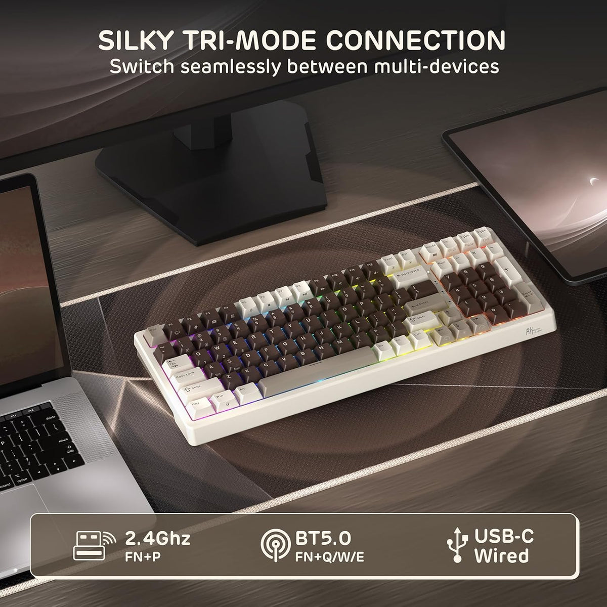 RK ROYAL KLUDGE F99 Wireless Mechanical Keyboard, Gasket Structure