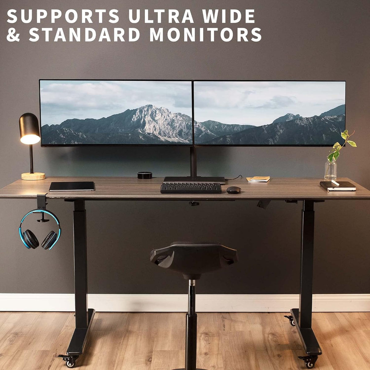 VIVO Full Motion Dual Monitor Desk Mount Clamp Stand VESA, Double Center Arm Joint, Holds 2 Screens up to 34 inches, STAND-V102D
