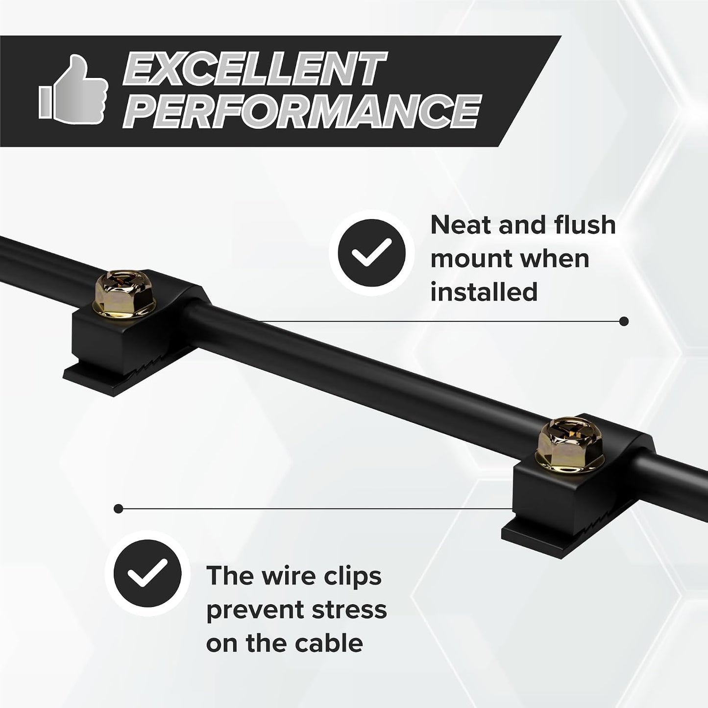 THE CIMPLE CO Single Cable Clips with Screws - 1/4 Inch Coaxial Cable Clamps Outdoor - Exterior Cord Management for Coax, CAT Ethernet, Electrical Wire - Screw Clamps for Wires - 100 PCS, Black