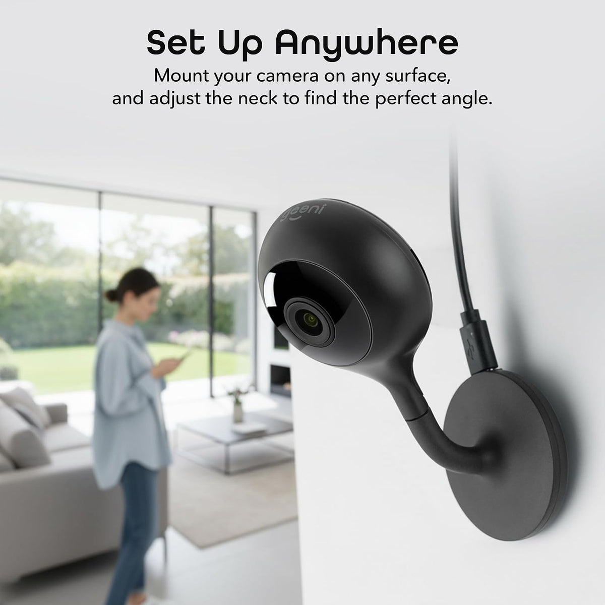 Geeni Look 2K 4MP Smart Indoor Security Camera, 1440p Ultra HD, 2-Pack