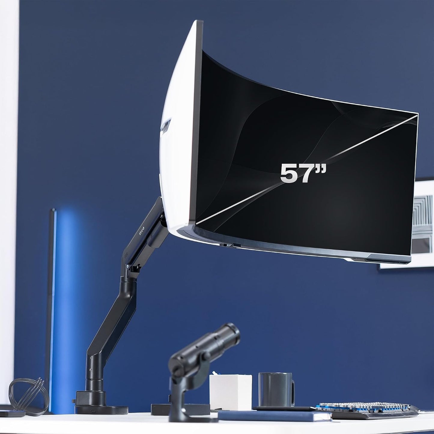 VIVO Heavy Duty Ultrawide Monitor Arm for 57 inch Screens up to 59.4 lbs, Desk Mount TV and Monitor Stand Designed for Samsung Odyssey Ark, Neo G9, ViewFinity S9, and More, Black, STAND-GT57