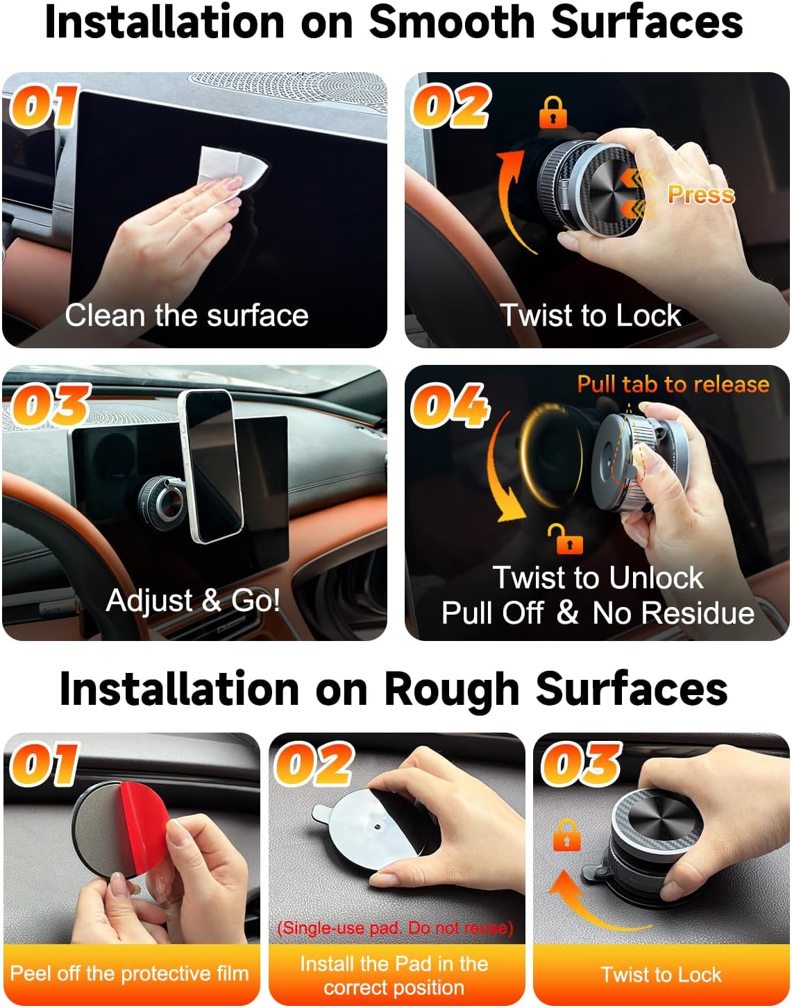 for MagSafe Car Mount Charger, 15W Fast Charging Magnetic Wireless Car Charger, Vacuum Magnetic Phone Holder [120LBS Ultra Suction Cup & 3800gf Magnet ] 780° Dashboard Car Bracket for iPhone & Android