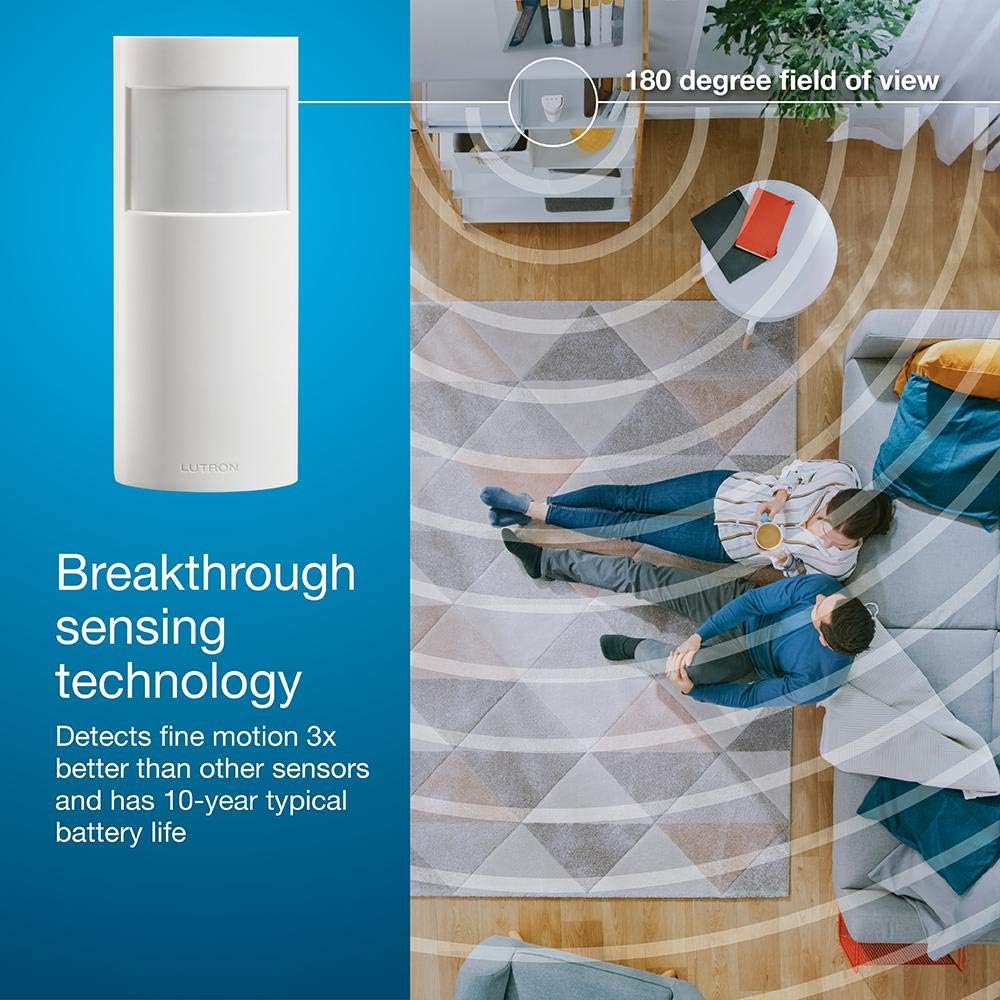 Lutron Caseta Smart Lighting Auto On/Off Motion Sensor, Lutron Motion Sensor for Dimmers, Switches, and Fan Controls, No Wires Required, PD-OSENS-WH, White