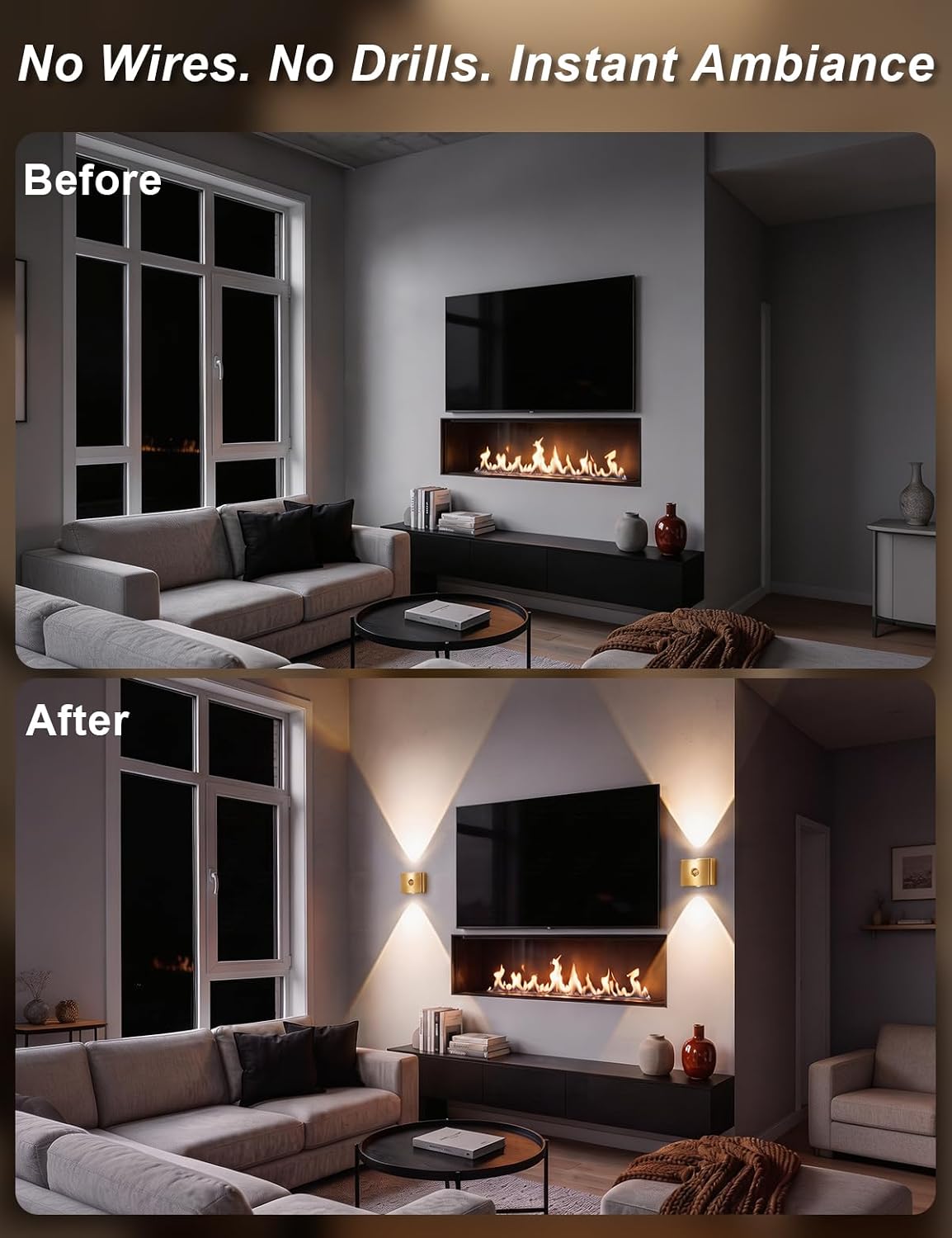 2 Pack Motion Sensor Wall Light Magnetic Rechargeable Wall Sconce