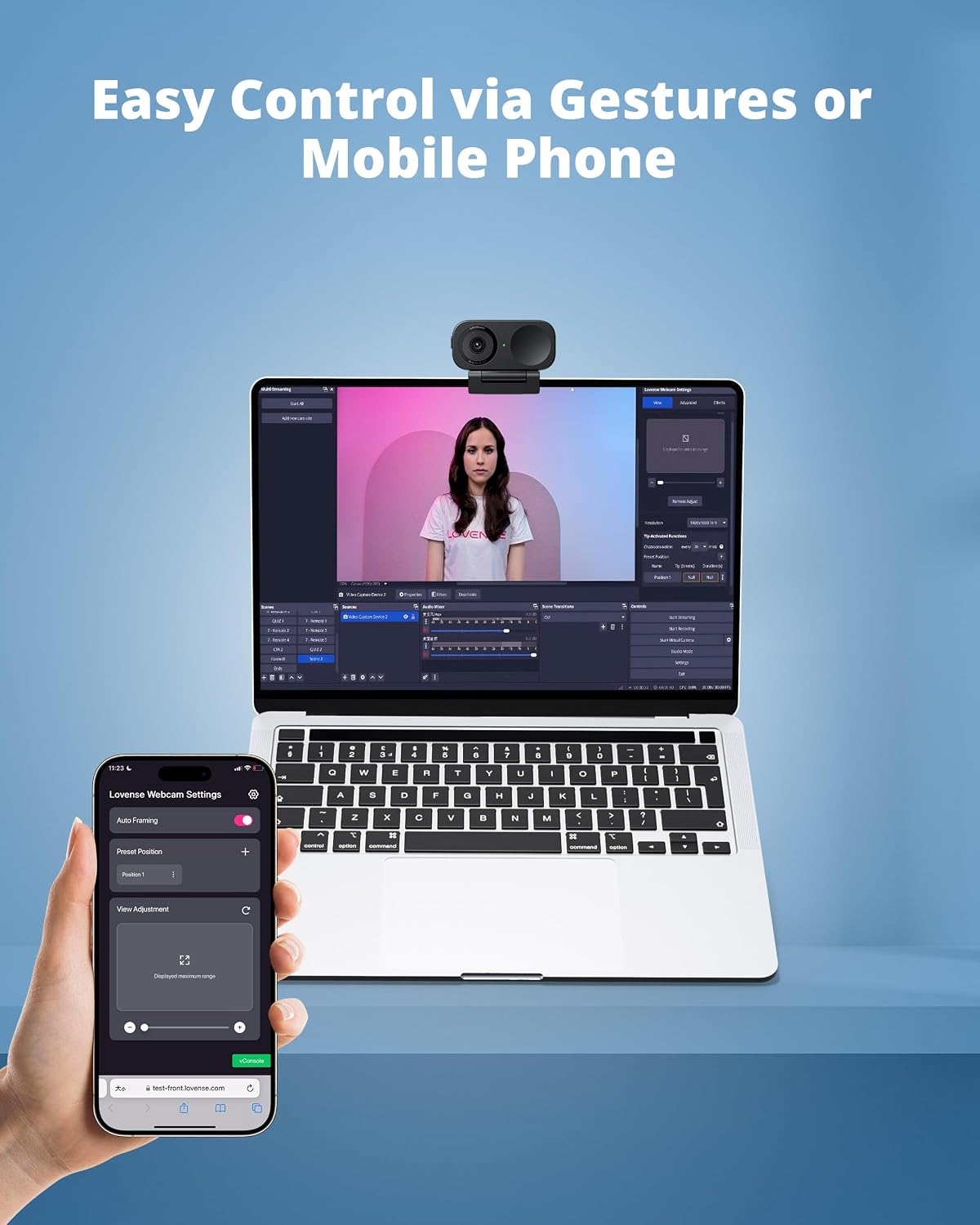 LOVENSE Webcam 2 4K for PC, Live Streaming Camera, 1/2" Sensor True Focus | Computer Camera for Desktop &amp; Laptop, USB Web Camera, 4K Video Streaming, Work From Home, Gaming, Online Meetings, Easy Setup
