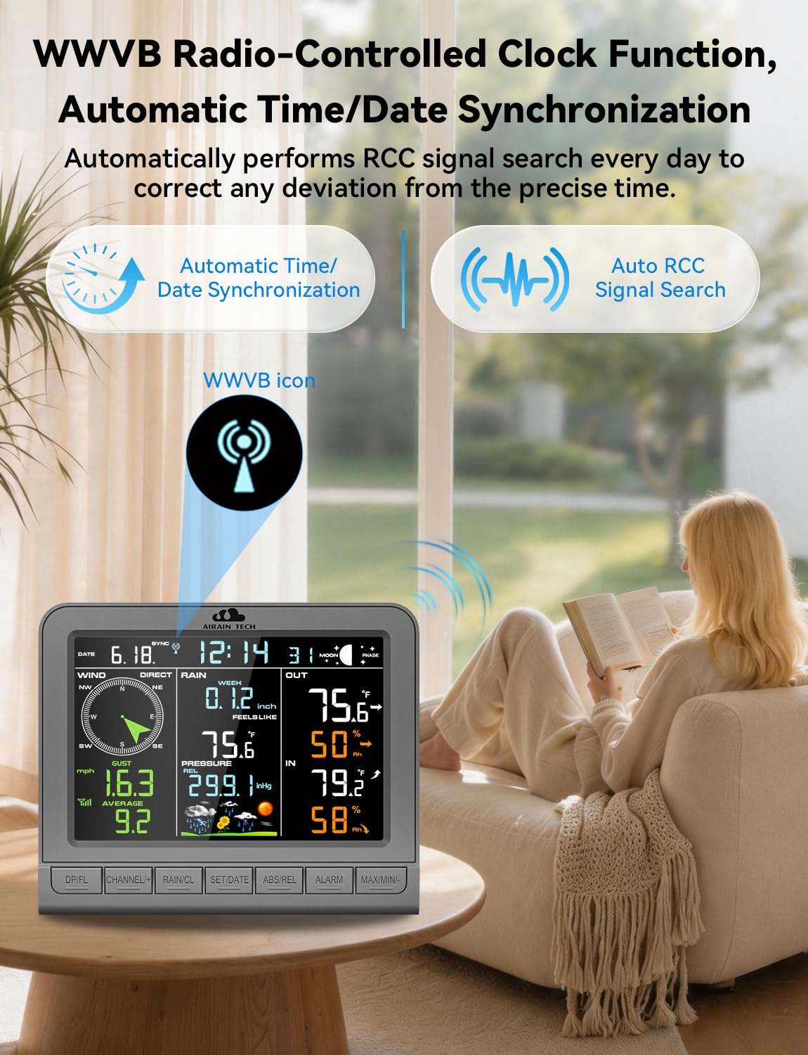 Wireless Weather Station,Featuring a rain Gauge,Wind Speed/Wind Direction, Indoor Temperature/Humidity,barometric Pressure,Alarm Clock, Moon Phase,Weather Forecast, etc. (No WiFi).