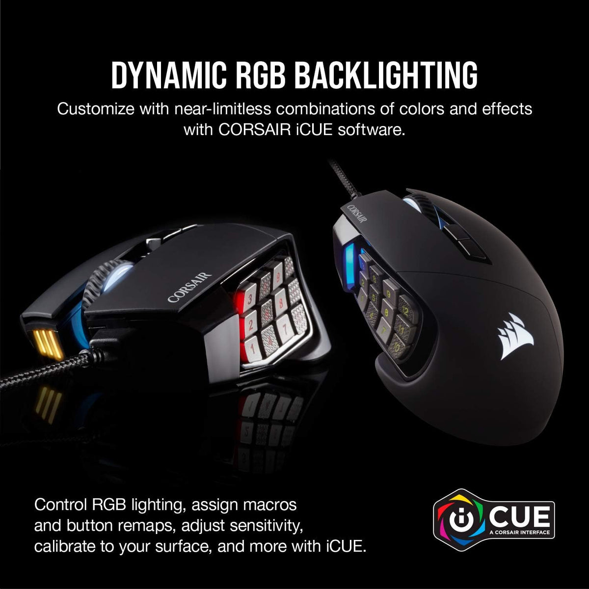 Corsair Scimitar RGB Elite Wired MOBA/MMO Gaming Mouse – 18,000 DPI – 17 Programmable Buttons – iCUE Compatible – PC, Mac, PS5, PS4, Xbox – Black