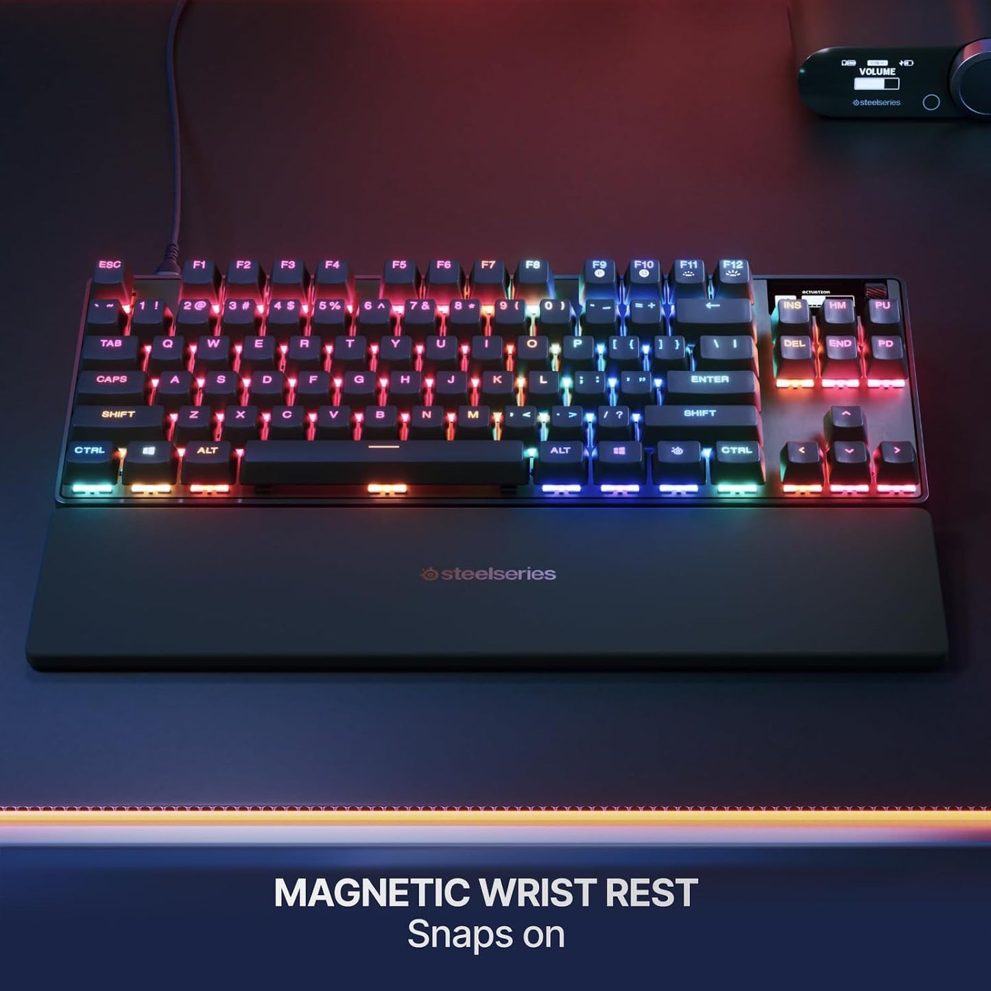 SteelSeries Apex Pro TKL Gen 3 Gaming Keyboard - OmniPoint 3.0 Analog Magnetic Switches, Quickset Auto-Presets (Rapid Trigger, Rapid Tap/SOCD, Protection Mode), OLED, RGB, PBT Keycaps, USB-C, Black
