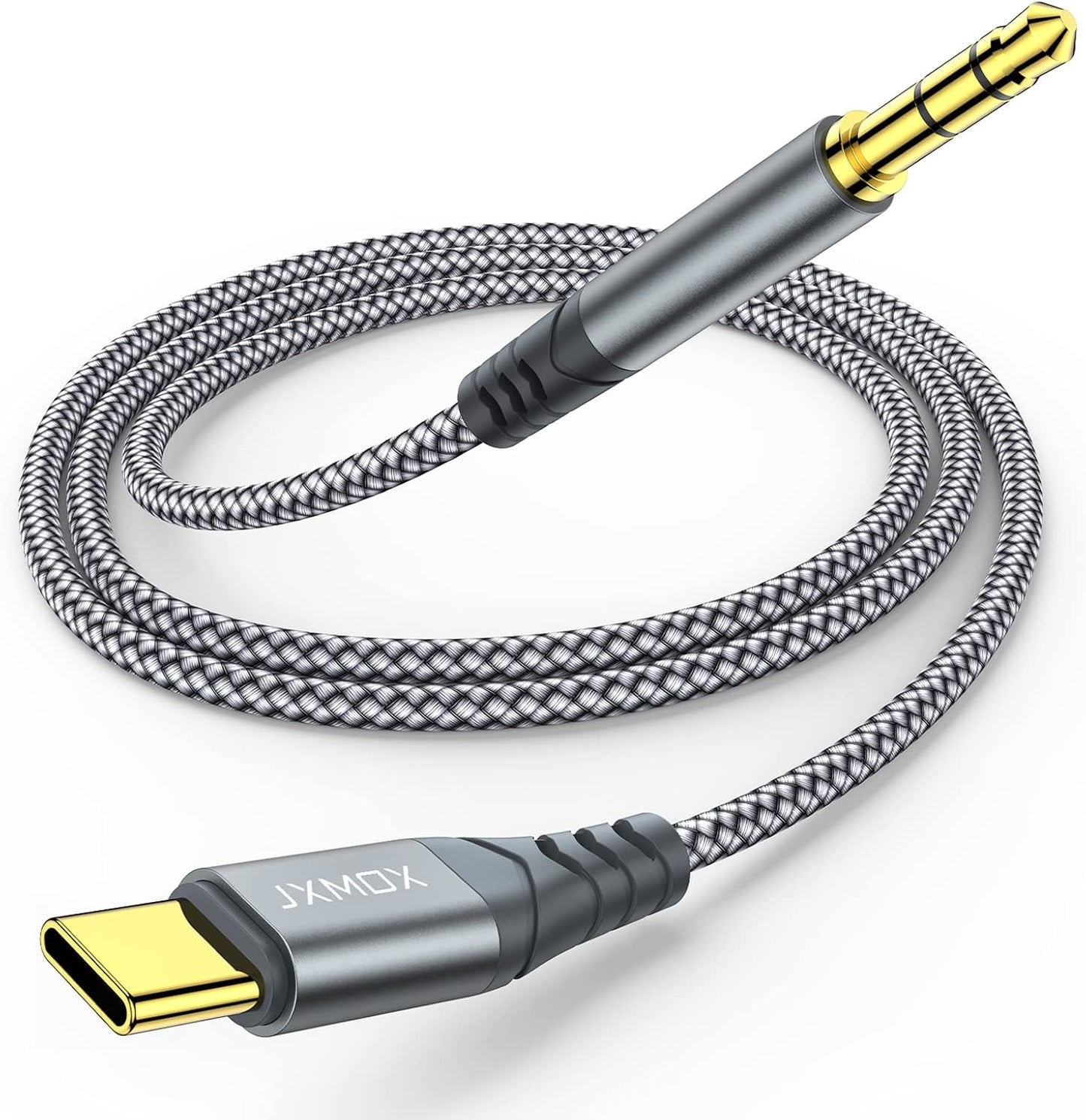 JXMOX USB C to 3.5mm Audio Aux Jack Cable (4ft 2-Pack), Type C to 3.5mm Headphone Car Stereo Cord Compatible with iPhone 17 Air 16 15 Pro Max, Samsung Galaxy S25 S24 S23 Note 20, Pixel 9 8, iPad Pro