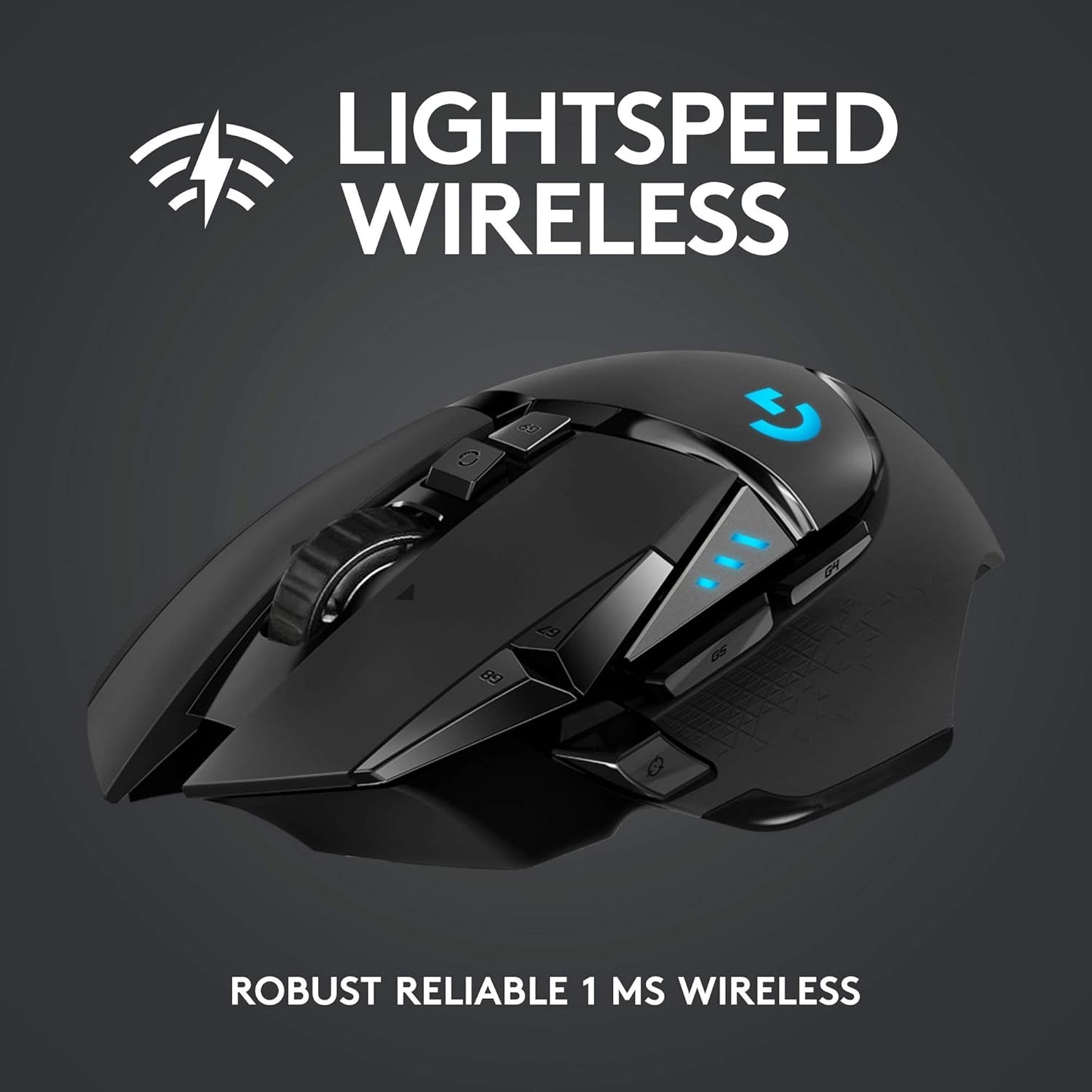 Logitech G502 Lightspeed Wireless Gaming Mouse with Hero 16K Sensor, PowerPlay Compatible, Tunable Weights and Lightsync RGB - Black (Renewed)