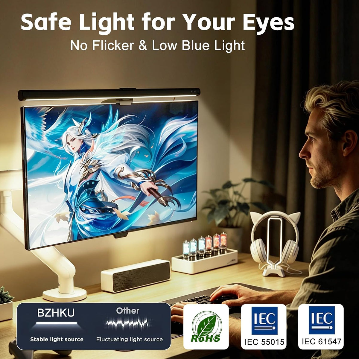 16.6" RGB Monitor Light Bar, LED Lighting for Flat Computer Monitors