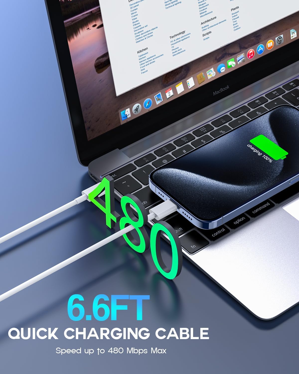 USB C to USB C, 240W USB C Cable, 6.6ft C to C Cable Fast Charging for Macbook Pro/Macbook Air, iPad Pro 12.9-inch, iPhone 15/Pro Max/Pro/Plus, Samsung Galaxy S23,Compatible 140W/100W /65W/45W/35W/20W