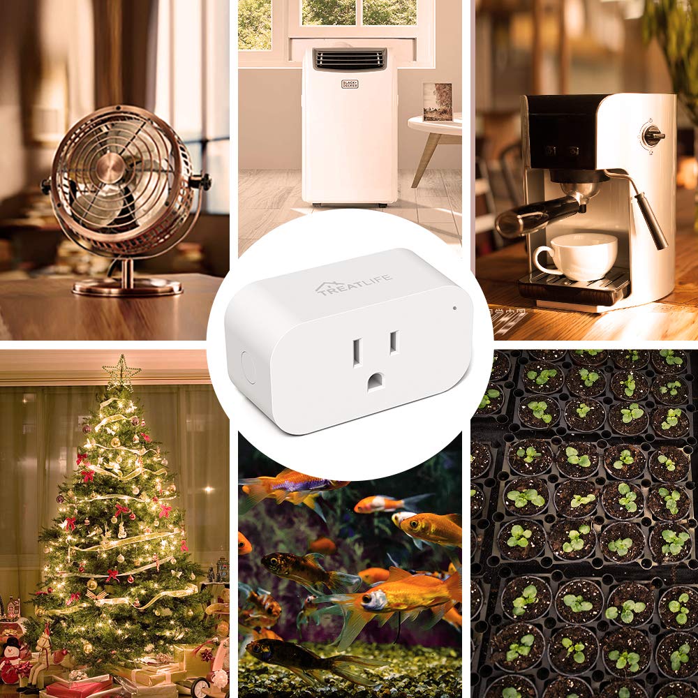 TREATLIFE Smart Plug, 2.4GHz 15 Amp WiFi Smart Outlet with Child Lock and Vacation Mode, Reliable WiFi Connection, Compatible with Alexa and Google Assistant, No Hub Required, Remote Control,1 Pack