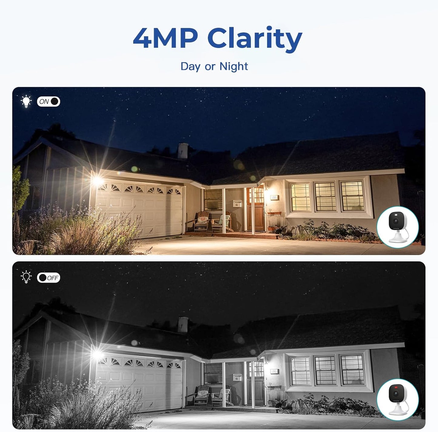 2.5K Indoor Cameras for Home Security Outdoor, Indoor Security Camera, 2.4g/5g Inside Cameras for House/Elder/Dog/Pet/Baby, Plug and Play, Support Card/Cloud (Not Included), 9.84ft Wire, 2PCS
