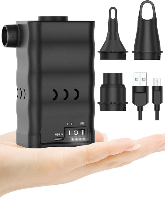 Dr.meter 6000mAh Rechargeable Long-Lasting Air Pump for Inflatables | Portable Quick-Fill Air Mattress Pump Inflator Deflator for Inflatable Pool Boat Float Raft Swimming Rings Camping Vacuum Bag